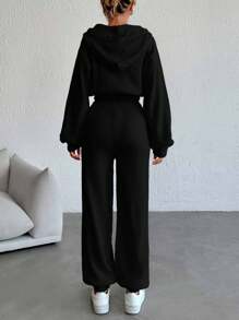 EURMUSE Hodie Sweater And Joger Pant 2 Pcs S ,Petite Women - Black - View 2