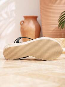 Styleloop Women's Woven Rope Platform Wedge Sandals, Vacation Style BOHO Chic Retro American Western Music Festival Party Outfit