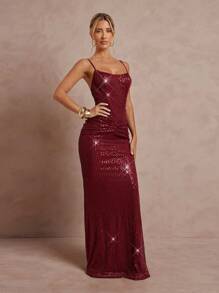 Lumalex 女士优雅亮片露背连衣裙