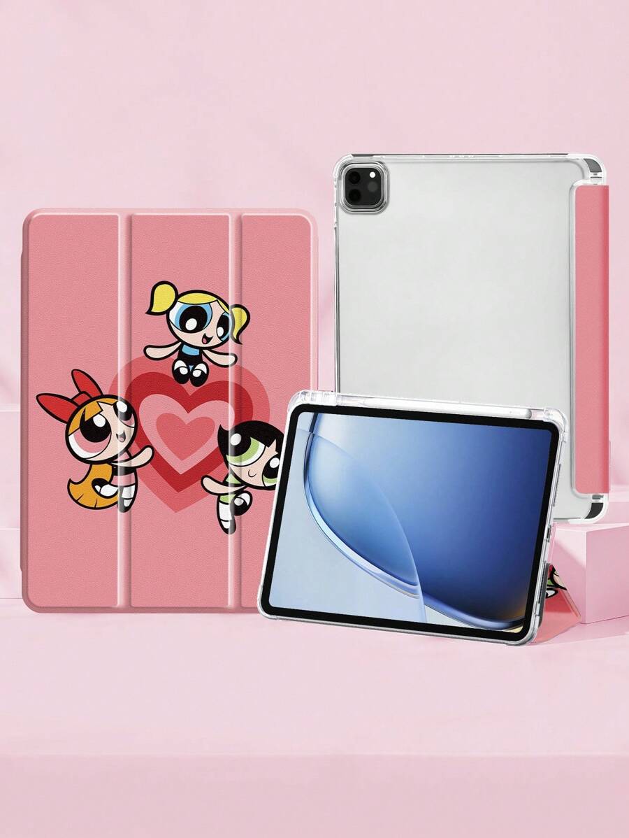 THE POWERPUFF GIRLS X SHEIN Funda con diseño adorable y de moda de los personajes Blossom, Bubbles y Buttercup - Multicolor - Ver 1