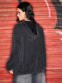 Astro Boy X ROMWE Back To School Collegiate Style Rhinestone Embellished Loose Fit Sweatshirt For Women