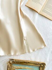 SilkySpell 4pcs Set: Embroidery Lace V-Neck Faux Silk Camisole Nightgown + Camisole Top + Shorts + Bathrobe Silk Pajama Set Women Satin Sleepwear Set Silk Sleepwear Women Silk Robe Set Lace Trim Satin Pajama Set, Fall Clothes