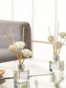 2pcs No-Flame Aroma Essential Oil, Dry Flower Rattan Sticks, Sandalwood Incense, Home/Bedroom/Bathroom Odor Eliminator Fragrance Diffuser Set