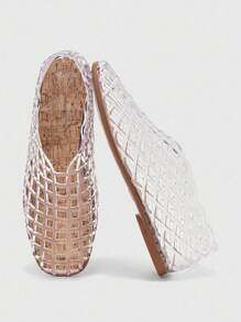 CUCCOO BIZCHIC 女士圆头水晶平底沙滩鞋/度假鞋