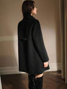MOTF PREMIUM WOOL DOUBLE BREASTED OVERCOAT - Black - View 4