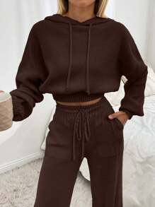 EURMUSE Hodie Sweater And Joger Pant 2 Pcs Set - Brown - View 6