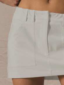 MUSERA Minifalda de lino con bolsillos profundos y presillas para cinturón, de talle bajo, para verano, vacaciones, estilo 90s y Y2K, para fiestas al aire libre - Gris - Ver 6