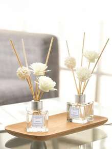 2pcs No-Flame Aroma Essential Oil, Dry Flower Rattan Sticks, Sandalwood Incense, Home/Bedroom/Bathroom Odor Eliminator Fragrance Diffuser Set