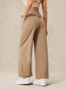 OutZeal Stretch Drawstring Hem Straight Leg Pants Vacation Daily Casual - Khaki - View 9