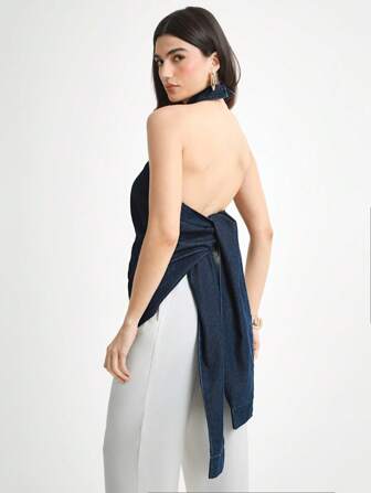 Daynim 女士休闲露背无袖个性化上衣