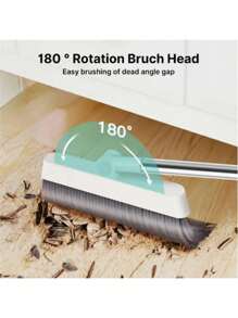 1 件 2 合 1/4 合 1 扫帚和簸箕套装，家用清洁扫帚，带不粘毛发去除器和橡胶扫帚，垃圾清扫器 - 彩色 - 查看 4