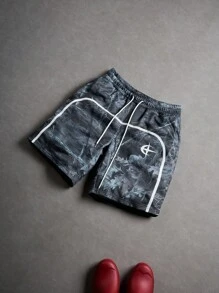 PAVTROS 男士夏季休闲树叶印花抽绳腰运动短裤 - 彩色 - 查看 4