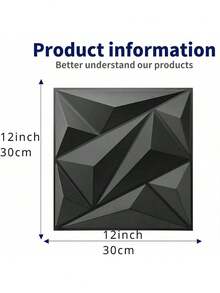 SHEIN 1 件/10 件/20 件/30 件钻石形装饰 3D 墙板，30 厘米 X 30 厘米哑光黑色，DIY 家居装饰墙贴礼物生日毕业 - 黑色 - 查看 9