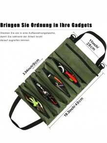 1 件 CRILANO 重型卷起工具包 - 防水牛津布收纳袋，适用于机械师、电工、木工等 - 耐用、便携且时尚的工业装备，带多个隔层，工具收纳袋