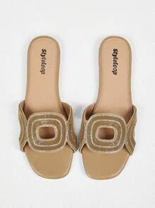 Styleloop 女士平底凉鞋，波西米亚风格，复古美式，波西米亚风，西部音乐节，派对装 - 摩卡棕 - 查看 4