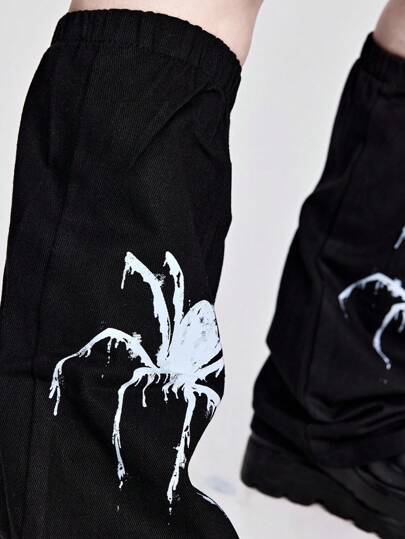Grunge Punk 1 Pair Black Spider Design Fashionable Women Leg Warmers