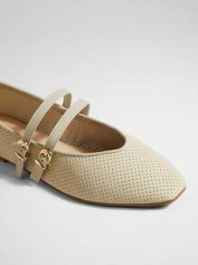 SHUZIA Women's Square Toe Maryjane Ballet Flats – Comfortable, Versatile & Classic Essential - Beige - View 5