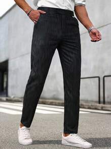 Calvornis 男士全印花修身西裤 - 黑色 - 查看 1