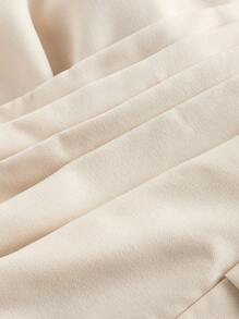 SHEIN MOD Plus Size Apricot Wrap-Style Sleeveless Jumpsuit With Belt Decoration..Romper With Belt. Short Romper. Cream Outfit Women. Dress Romper,Back To School - Apricot - View 3