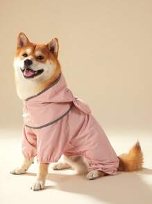 PETSIN 1 pieza Impermeable para mascotas, con forma de cerdo con capucha desmontable y Body completo a prueba de agua para perros - Multicolor - Ver 3