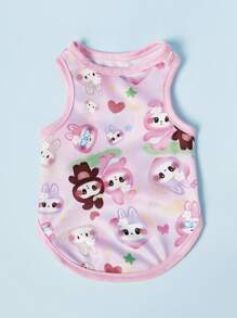 PETSIN 2 件套宠物通用兔子可爱卡通印花时尚休闲舒适透气狗狗背心 - 彩色 - 查看 4