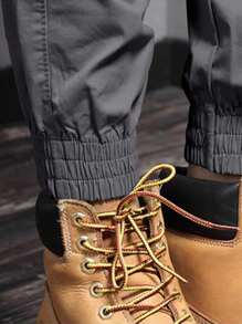 Manfinity Homme 男士休闲纯色工装裤 男士灰色工装裤 男士工装慢跑裤 男士工装裤 男士慢跑裤 灰色慢跑裤，秋季