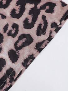 SHEIN 1 件 Tween Girl 时尚豹纹连体裤，不含 T 恤 - 棕色 - 查看 6