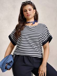 Zelara 大码秋季女装女士条纹印花上衣配裤子，两件套教师装女士服装套装旅行装机场装