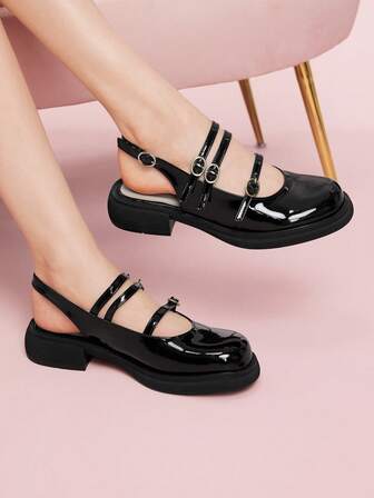 CUCCOO DOLLMOD Women's Classic Black Mary Jane Strap Buckle Thick Heel High Heels, Elegant & Fashionable For Halloween, Christmas, Thanksgiving