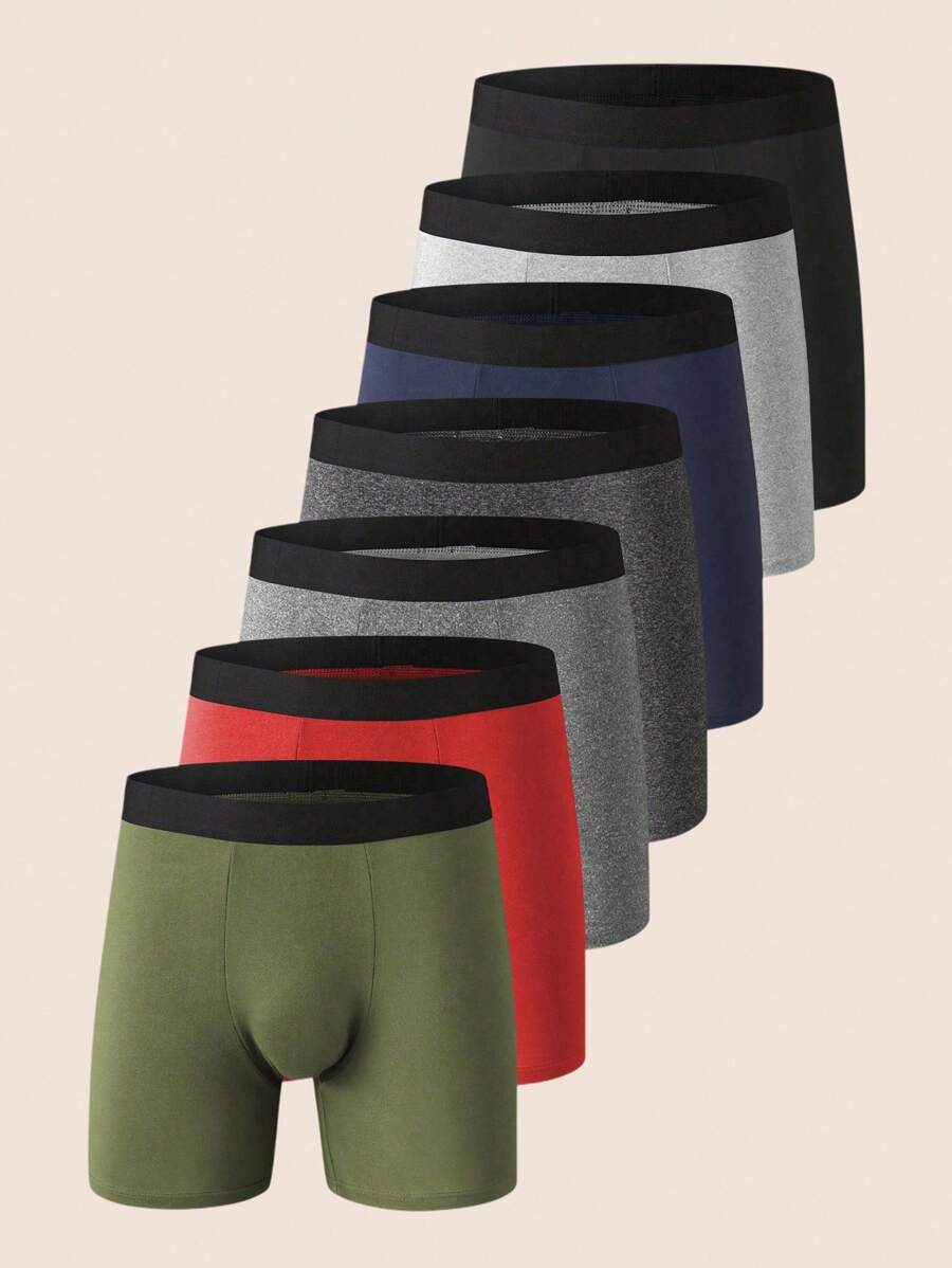 Snug Zone 7 Pairs Men's Colorblock Casual Boxer Briefs Multipack Trunk - Multicolor - View 1