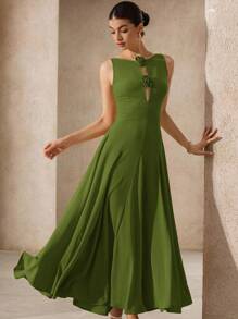 Aveloria Rosie 全新法式度假优雅淑女魅力露肩镂空花卉装饰褶饰腰部飘逸连衣裙