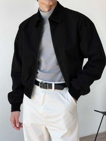 Manfinity Dauomo Chaqueta ligera de unicolor versátil y casual para hombre, otoño