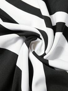 Editum 女士时尚通勤撞色印花衬衫 - 黑與白 - 查看 7