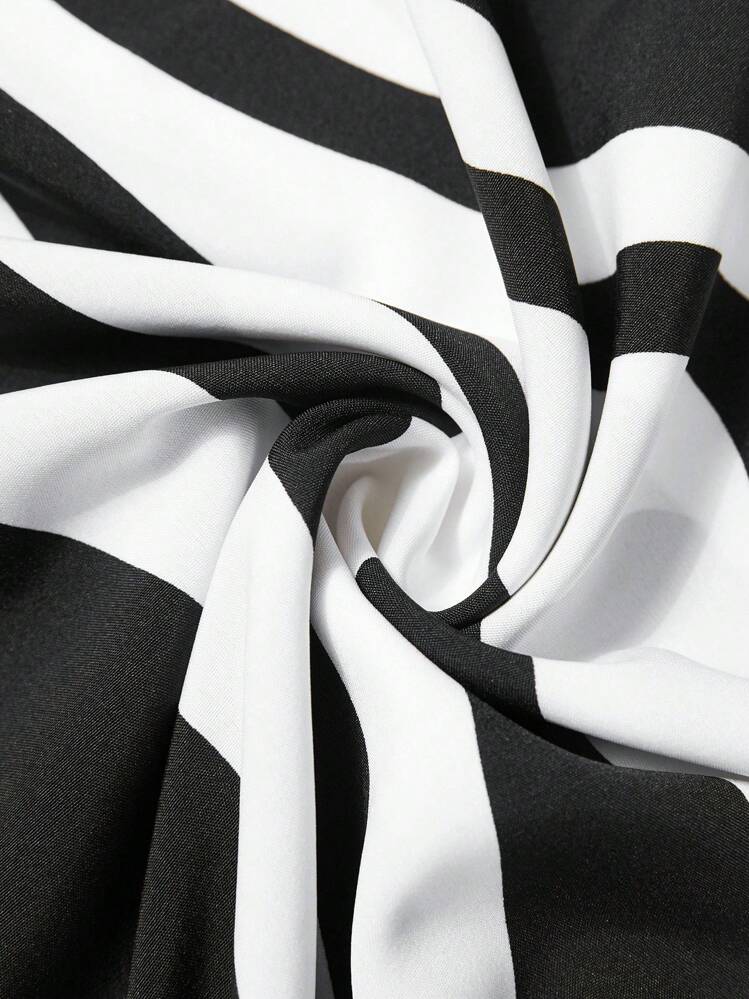 Editum Camisa Estampada com Contraste de Cor para Mulheres, Ideal para o Dia a Dia - Preto e Branco - Visão 7
