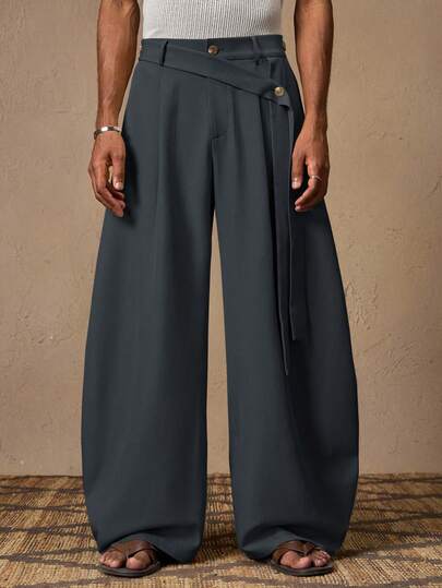 AKNOTIC Pantalones casuales sueltos de cintura elástica y pierna ancha para hombres, pantalones de color caqui sólido adecuados para el verano, las vacaciones, el uso diario, las fiestas, las parejas, como regalo para hombres, el otoño