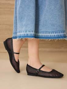 MOTF PREMIUM COMFORTABLE MINIMALIST MARY JANE FLAT SHOES FOR WOMEN, VERSATILE FOR COMMUTE, SUITABLE FOR HALLOWEEN FOR CHRISTMAS - Black - View 5