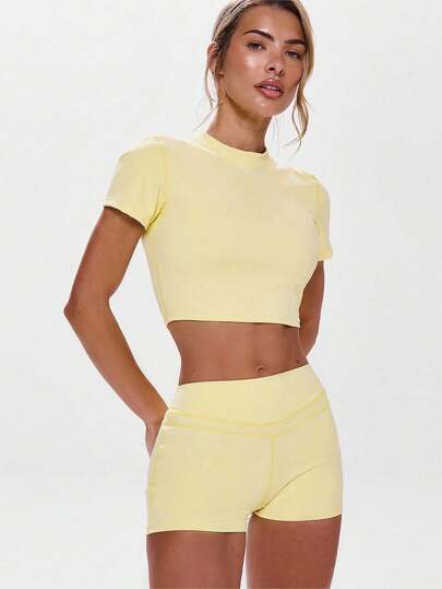 Musera Sport Crew Neck Short Sleeve Fitted Top Active Workout Gym ,Padel, Tennis, Pickleball Gym Fitness Yoga Pilates Daily Casual