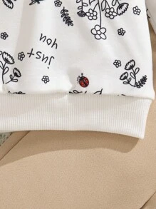 SHEIN 2 件套休闲简约男婴植物与昆虫印花圆领运动衫 + 运动裤套装，秋冬日常穿搭 - 彩色 - 查看 7
