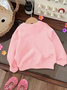 SHEIN 女婴休闲简约心形图案针织柔软圆领宽松厚毛衣，适合秋冬季