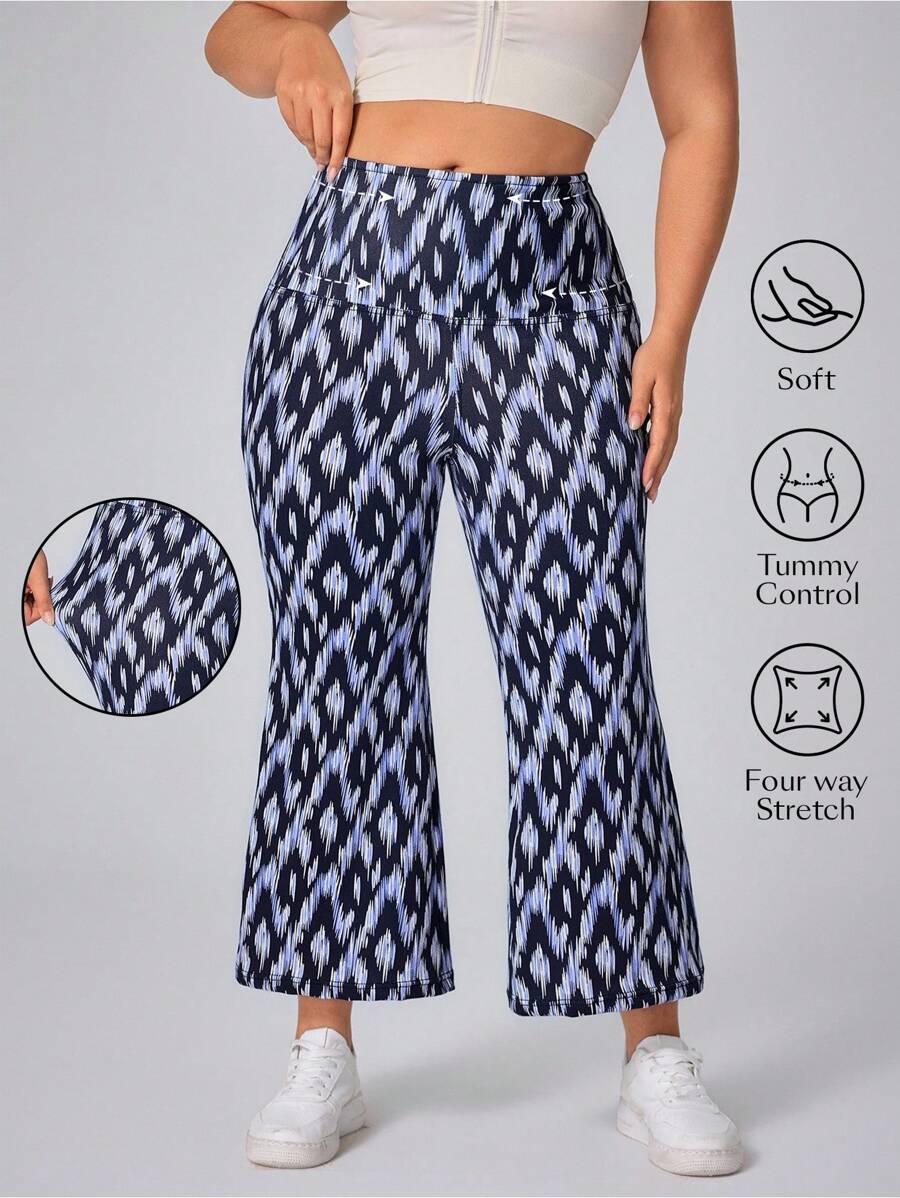 Flexra 大码女式星星印花喇叭九分牛仔裤 - 彩色 - 查看 1