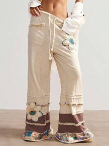 Bohemela BOHO Vacation Casual Knit Patchwork Loose Women's Pants