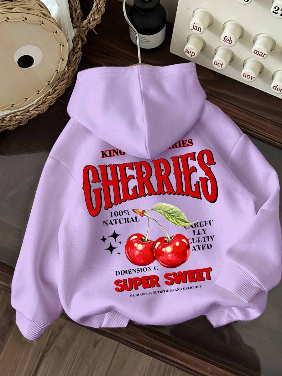 SHEIN Tween Girls Casual Loose Fit Thermal Lined Hoodie Sweatshirt, Thick For Autumn/Winter