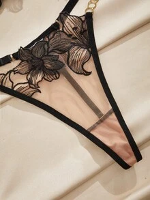 Charlaine 花卉刺繡網紗性感內衣套裝 - 彩色 - 查看 8