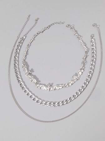 Hippie 3 pezzi Collana multistrato gotica punk con pipistrello, spine e catena, regalo per le vacanze per le donne