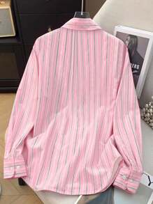 Franclia Women's Casual Loose Striped Single-Breasted Long Sleeve Shirt Fall Cloth For Women - Multicolor - View 2