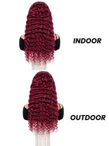 勃艮第蕾丝前假发真人发丝 180 密度深波浪假发 13*6 透明蕾丝前假发 适合女士 18-30 英寸 - SBUGA - 查看 6