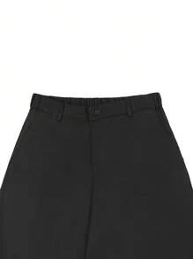 PAVTROS Manfinity Streetrush 男士黑色长裤，小众金属环拼接设计筒腿宽松休闲裤，黑色宽松男士哥特裤，男士Tripp裤，Emo裤，Y2K男士长裤，男友礼物，街头男装，秋季款 - 黑色 - 查看 4