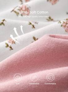 LUVLETTE Set de 3 chiloți simpli din bumbac, cu talie medie, cu dantelă și imprimeu floral din dantelă