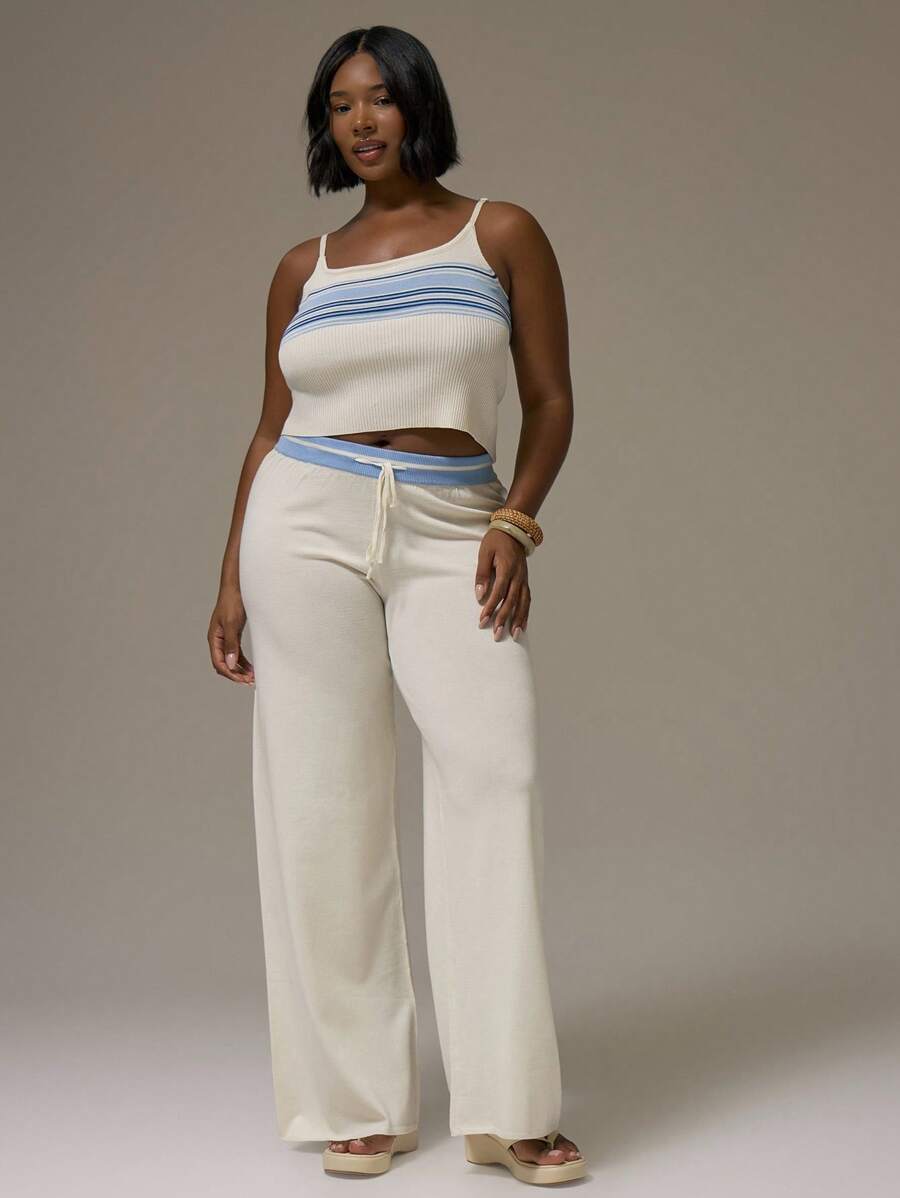 MUSERA Gestreifte Hose mit Kordelzug an der Taille, weites Bein, lässig, nur für Urlaub, Feiertage, süß, Urlaub, romantisch, Sommer, Flughafen, Kurven, Winter, Herbst, Abendparty, elegant, Weihnachten