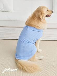 PETSIN 1 件蓝色麻花针织 Polo 衫，适合宠物，猫狗适用 - 藍色 - 查看 4